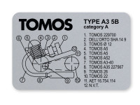 Type frame sticker Tomos A3 5B