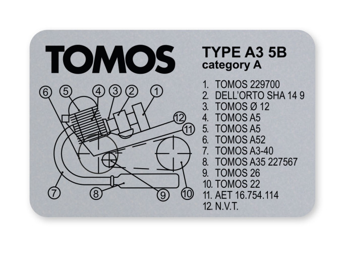 Tomos Typ Aufkleber Rahmen A3 5B product