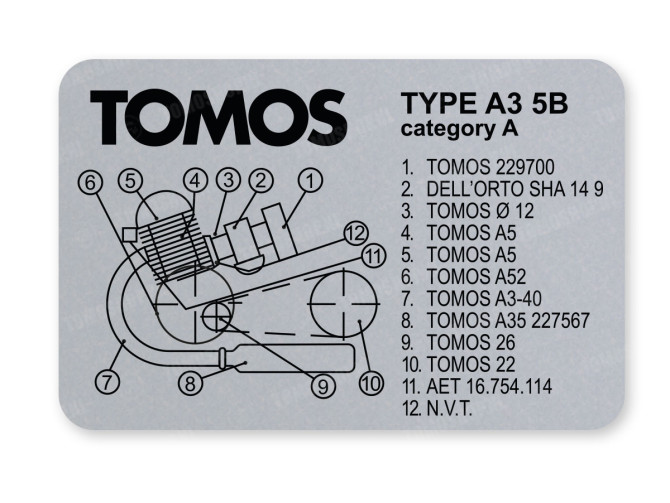 Tomos Typ Aufkleber Rahmen A3 5B main