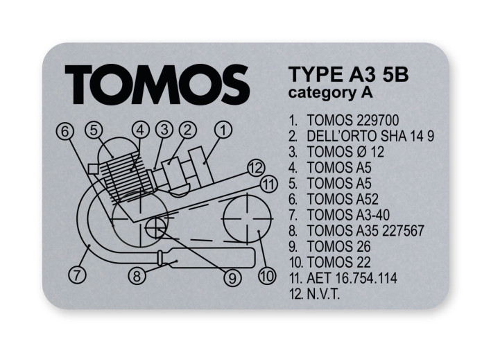 Tomos Type frame sticker A3 5B