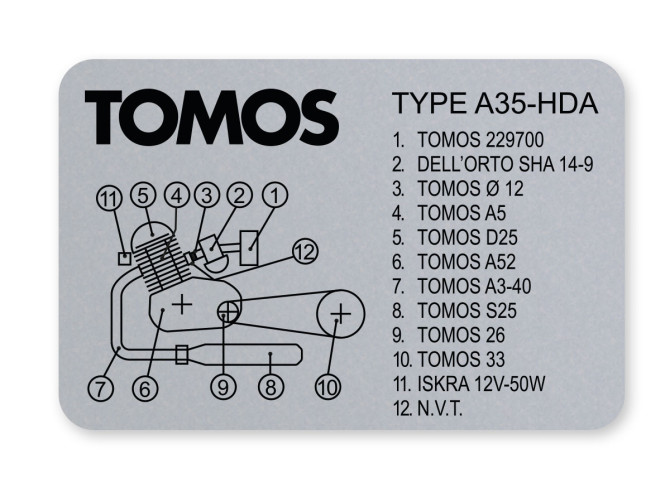 Tomos Type frame sticker A35 HDA product