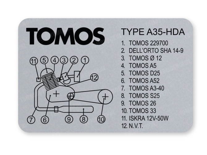 Tomos Type frame sticker A35 HDA main