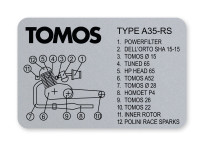 Type frame sticker Tomos A35 RS - 65cc custom