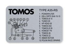 Typ Aufkleber Rahmen Tomos A35 RS - 65cc Custom