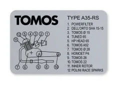 Typ Aufkleber Rahmen Tomos A35 RS - 65cc Custom