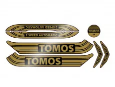 Sticker Tomos 2-Speed Automatic SP goud / zwart set Golden Bullet style