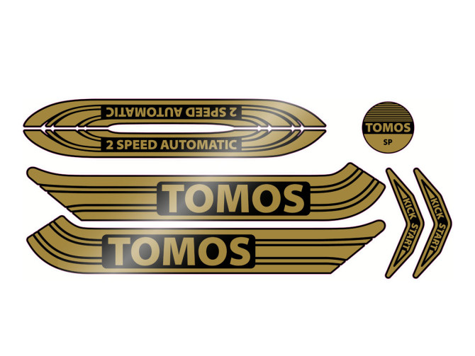 Sticker Tomos 2-Speed Automatic SP goud / zwart set Golden Bullet style product