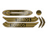 Sticker Tomos 2-Speed Automatic SP goud / zwart set Golden Bullet style thumb extra