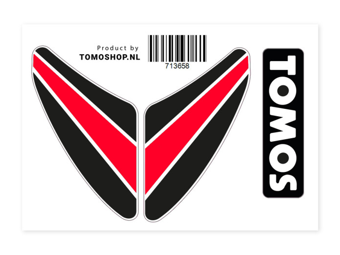 Sticker Tomos headlight cover spoiler small red / black