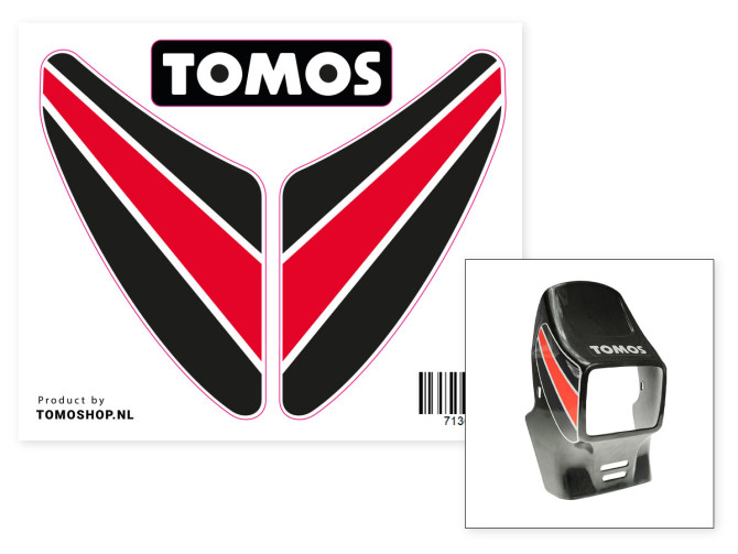 Sticker Tomos headlight cover spoiler big red / black product