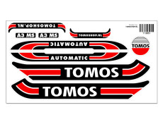 Aufkleber Tomos A3 MS Automatic Rot / Schwarz / Weiß + gratis Aufkleber