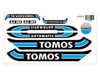 Aufkleber Tomos A3 MS Automatic Cyan Blau / schwarz / weiß + gratis Aufkleber
