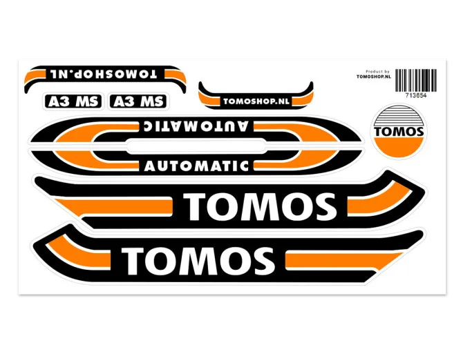 Sticker Tomos A3 MS Automatic oranje + gratis sticker product