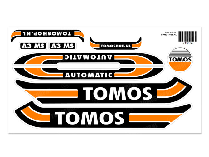 Aufkleber Tomos A3 MS Automatic Orange + gratis Aufkleber main