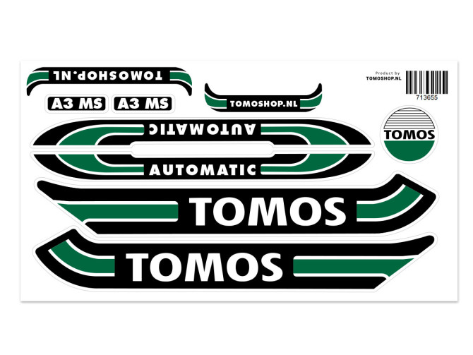 Sticker Tomos A3 MS Automatic donker groen + gratis sticker product