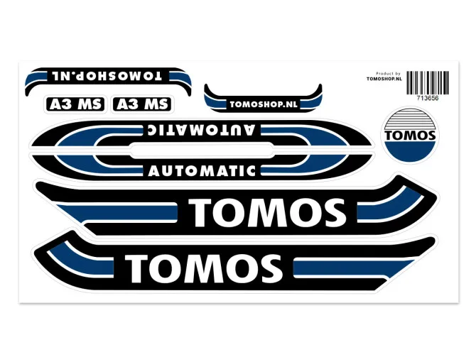 Sticker Tomos A3 MS Automatic donker blauw + gratis sticker product