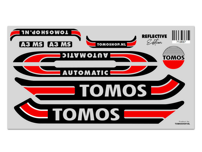 Sticker Tomos A3 MS Automatic red / black Reflective Edition product