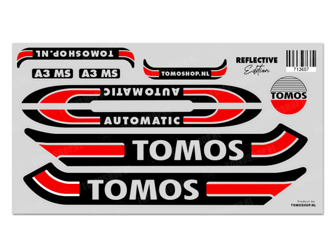 Sticker Tomos A3 MS Automatic red / black Reflective Edition main