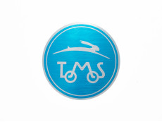 Sticker Tomos logo round 55mm brushed aluminum blue