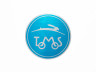 Sticker Tomos logo rond 55mm geborsteld aluminium blauw thumb extra