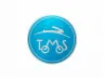 Sticker Tomos logo rond 55mm geborsteld aluminium blauw thumb extra