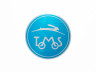Sticker Tomos logo round 55mm brushed aluminum blue