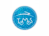 Sticker Tomos logo rond 55mm 80's retro Glitter blauw