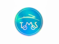 Aufkleber Tomos Logo rund 55mm Holographisch blau