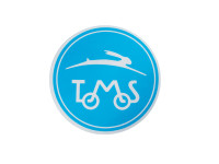 Sticker Tomos logo round 55mm mat mirror blue