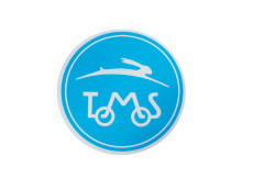 Sticker Tomos logo round 55mm Matt mirror blue