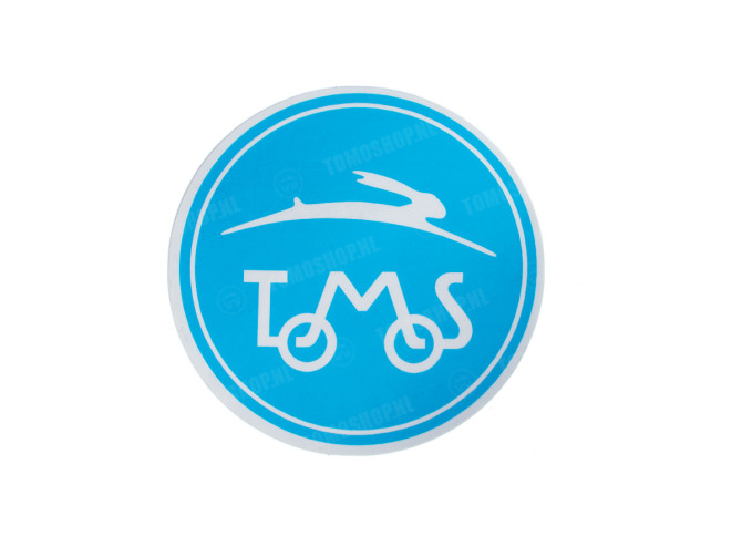 Sticker Tomos logo rond 55mm mat spiegel blauw main