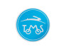 Sticker Tomos logo rond 55mm mat spiegel blauw