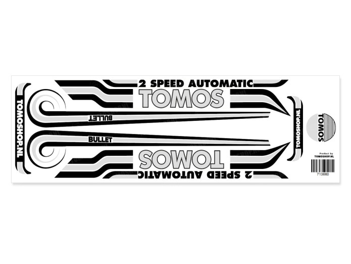 Sticker Tomos 2-Speed Automatic Bullet zwart / grijs