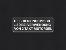 Benzin gemisch Aufkleber weiß Deutsche Version