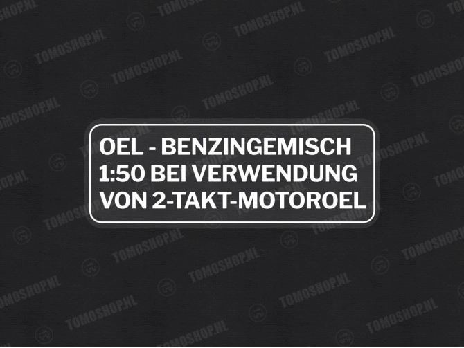 Fuel mix sticker white German version main