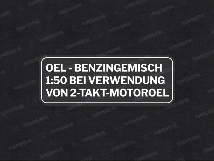 Fuel mix sticker white German version