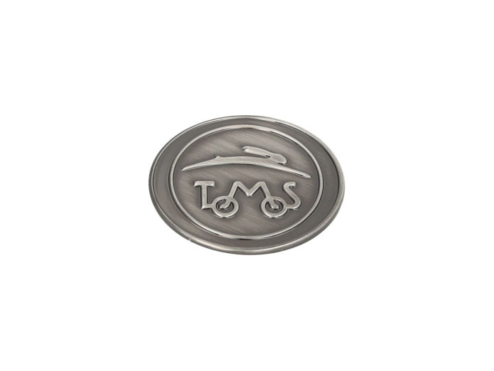 Tomos metalen embleem 38mm zilver met 3M tape