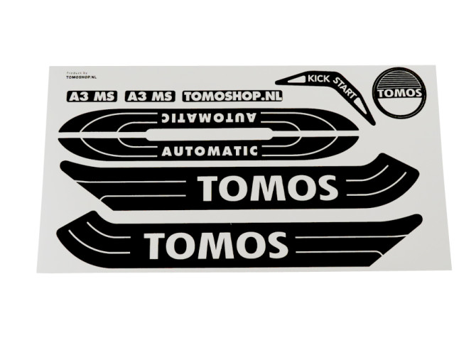 Sticker Tomos A3 MS Automatic wit / zwart set + gratis sticker product