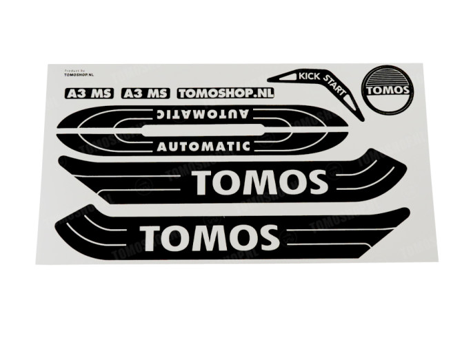 Sticker Tomos A3 MS Automatic wit / zwart set  main