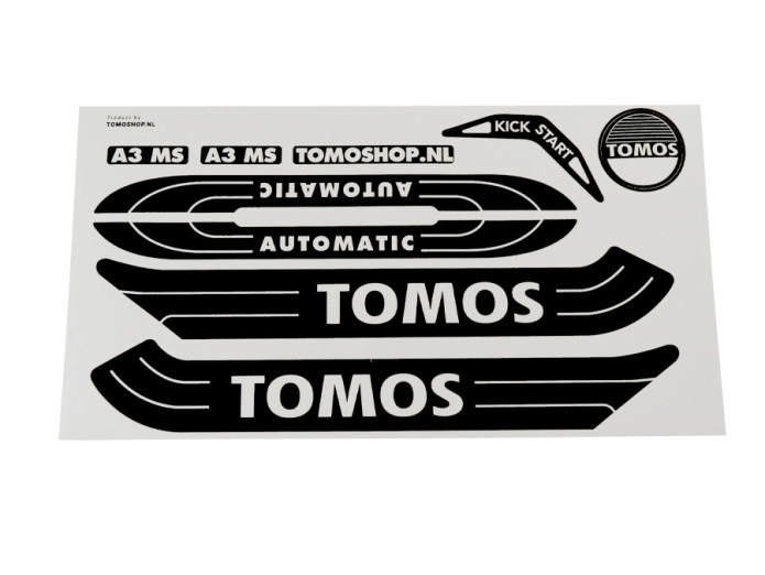 Sticker Tomos A3 MS Automatic white / black set + free sticker