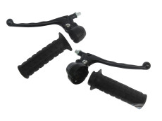 Handle set left / right throttle lever replica model Lusito black (with brake light)