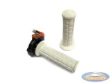 Handle set right fast quick throttle right-angled white complete