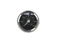 Speedometer kilometer 60mm 120 km/h universal black with chrome ring with light