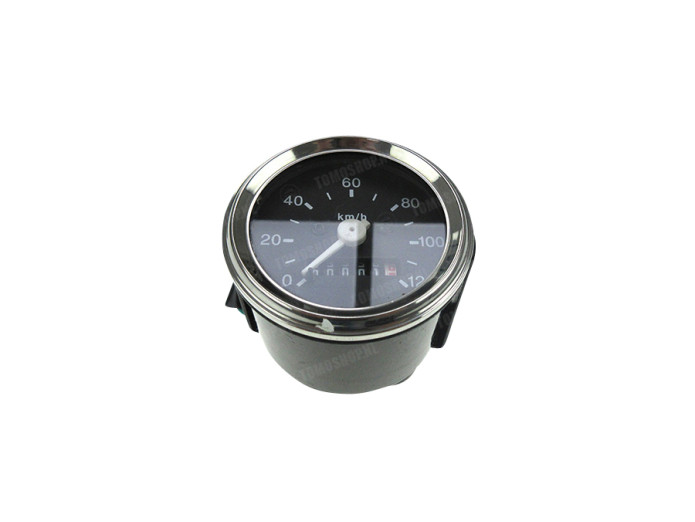 Teller kilometer 60mm 120 km/h universeel zwart chroom ring