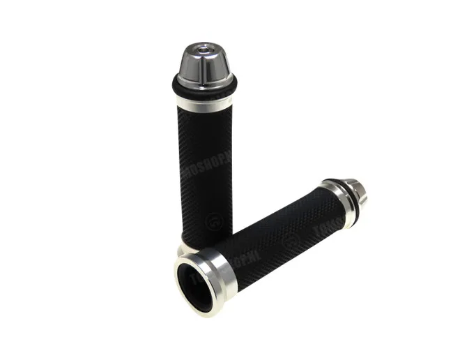 Handle grips black / alu with handle bar weights 24mm / 22mm main