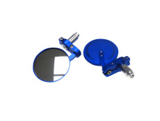 Mirror set bar-end version round blue anodised