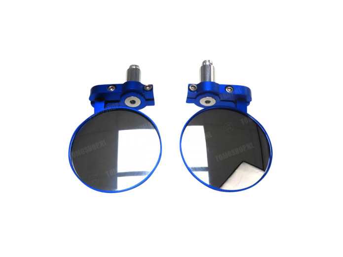Mirror set bar-end version round blue anodised
