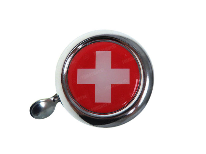 Glocke mit Flagge Schweiz Dome 3D Aufkleber Widek Chrom