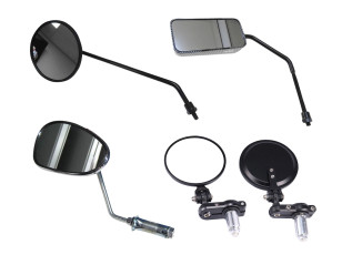 Weekdeal: Alle spiegels voor Tomos / universeel - zwart - chrome - bar end - klem - schroef