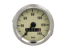Teller kilometer 60mm 140 km/h crème met chroom (met licht)